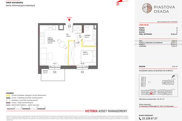 Rzut - Mieszkanie na sprzedaż 2 pokoje o powierzchni 37,41 m² - numer E.68 w Piastova Osada