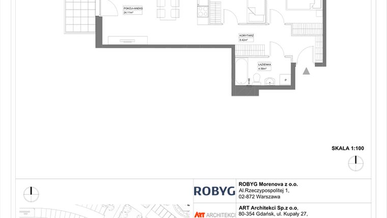 Rzut - Mieszkanie na sprzedaż 1 pokój o powierzchni 29,17 m² - numer 3.10.1M03 w Szumilas etap III