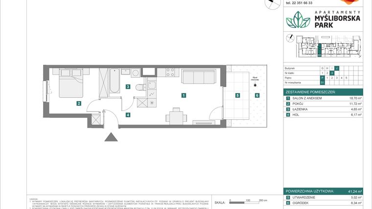 Rzut - Mieszkanie na sprzedaż 2 pokoje o powierzchni 41,24 m² - numer J51 w Apartamenty Myśliborska Park