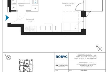 Rzut - Mieszkanie na sprzedaż 1 pokój o powierzchni 26,72 m² - numer A1/2M08 w Sky Point - Apartamenty Inwestycyjne