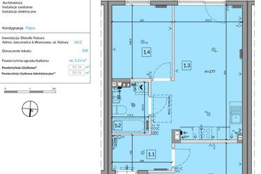 Rzut - Mieszkanie na sprzedaż 3 pokoje o powierzchni 55,19 m² - numer 30B w Osiedle Natura