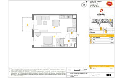 Rzut - Mieszkanie na sprzedaż 2 pokoje o powierzchni 41,08 m² - numer A.21 w Osiedle Rapsodia
