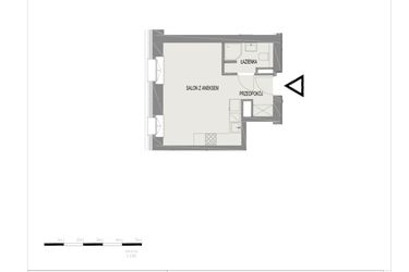 Rzut - Mieszkanie na sprzedaż 1 pokój o powierzchni 25,49 m² - numer A22 w Komuny Paryskiej 19a