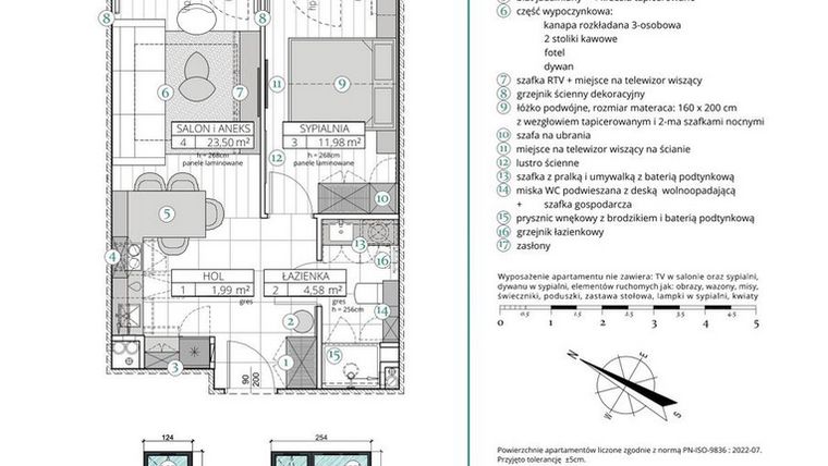 Rzut - Mieszkanie na sprzedaż 2 pokoje o powierzchni 42,05 m² - numer A.2.1 w Remedium