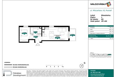 Rzut - Mieszkanie na sprzedaż 2 pokoje o powierzchni 41,74 m² - numer A5 w Milczańska 18