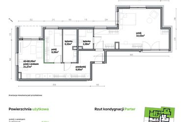 Rzut - Mieszkanie na sprzedaż 3 pokoje o powierzchni 80,05 m² - numer A03 w Traugutta Vita