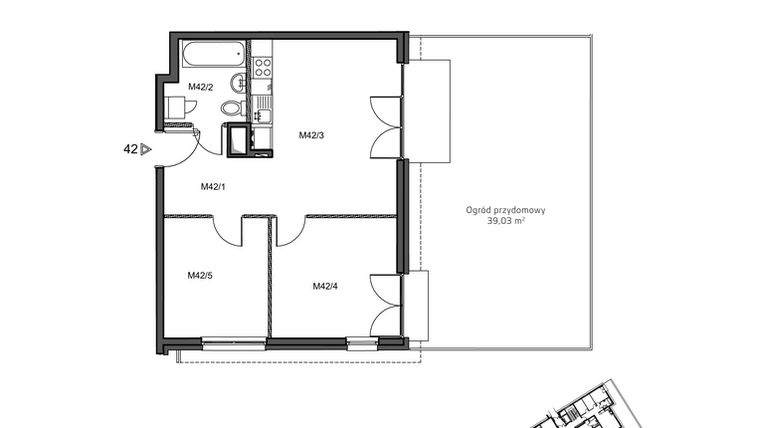 Rzut - Mieszkanie na sprzedaż 3 pokoje o powierzchni 50,44 m² - numer 42 w Wzgórze Krzemionki II