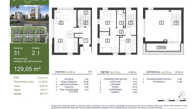 Rzut - Dom na sprzedaż 5 pokoi o powierzchni 129,05 m² - numer 31 w Osiedle Żywiczna