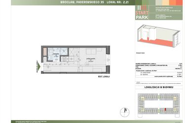 Rzut - Mieszkanie na sprzedaż 1 pokój o powierzchni 18,78 m² - numer 2.21 w START PARK