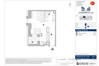 Rzut - Mieszkanie na sprzedaż 1 pokój o powierzchni 29,23 m² - numer A.12 w Osobowicka 114