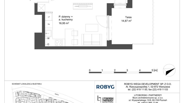 Rzut - Mieszkanie na sprzedaż 1 pokój o powierzchni 36,38 m² - numer 0M19 w Elektrovnia Garbary