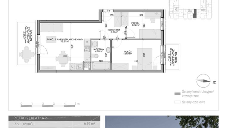 Rzut - Mieszkanie na sprzedaż 3 pokoje o powierzchni 51,98 m² - numer M-33 w Osiedle Radosne