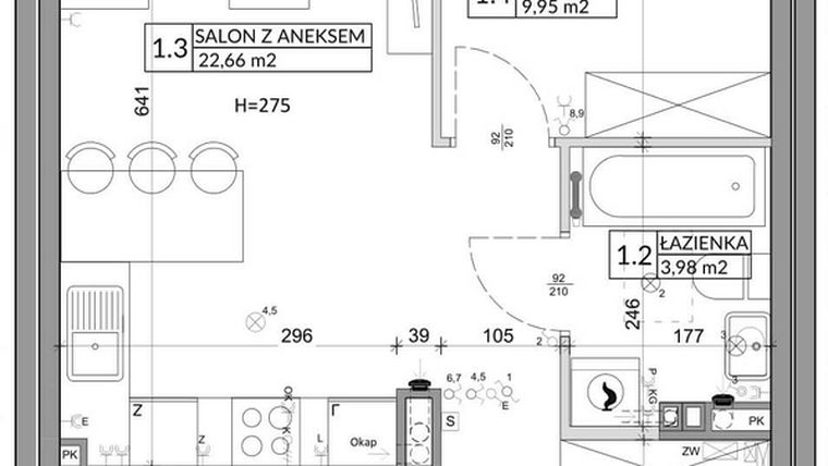 Rzut - Mieszkanie na sprzedaż 3 pokoje o powierzchni 56,89 m² - numer 80B w Osiedle Młodych etap VII