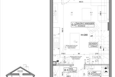 Rzut - Dom na sprzedaż 3 pokoje o powierzchni 72,9 m² - numer 28A w Nova Magdalenka 7 etap IV