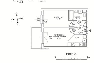 Rzut - Mieszkanie na sprzedaż 2 pokoje o powierzchni 36,68 m² - numer M45 w Osiedle Mała Dziesiąta etap II