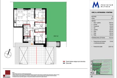 Rzut - Mieszkanie na sprzedaż 3 pokoje o powierzchni 70,02 m² - numer 57.3 w Przystań Młynek