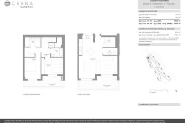 Rzut - Mieszkanie na sprzedaż 2 pokoje o powierzchni 77 m² - numer B2 w Oceana Gardens II