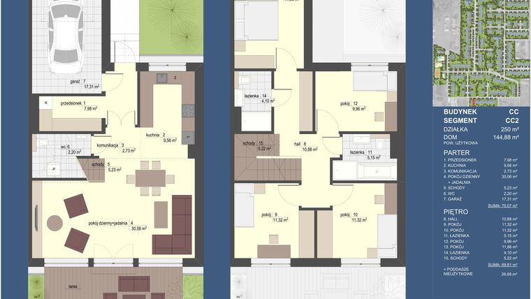 Rzut - Dom na sprzedaż 5 pokoi o powierzchni 144,88 m² - numer CC2 w Triton Country 2024