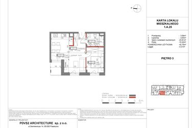 Rzut - Mieszkanie na sprzedaż 2 pokoje o powierzchni 42,75 m² - numer A.25 w Piaseczno Residence