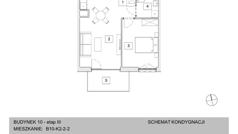 Rzut - Mieszkanie na sprzedaż 2 pokoje o powierzchni 46,12 m² - numer B10-K2-2-2 w Żerniki na Novo III