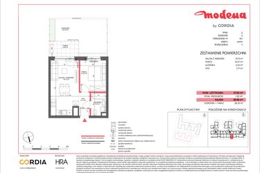 Rzut - Mieszkanie na sprzedaż 2 pokoje o powierzchni 37,65 m² - numer A.057 w Modena II