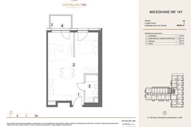 Rzut - Mieszkanie na sprzedaż 1 pokój o powierzchni 40,82 m² - numer 147 w Waterlane Vibe