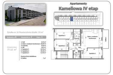 Rzut - Mieszkanie na sprzedaż 4 pokoje o powierzchni 77,12 m² - numer B06A02 w Apartamenty Kameliowa IV