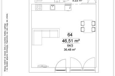 Rzut - Mieszkanie na sprzedaż 1 pokój o powierzchni 46,51 m² - numer 64 w Osiedle Teatralne 19