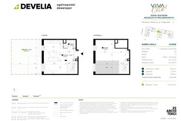 Rzut - Mieszkanie na sprzedaż 1 pokój o powierzchni 57,43 m² - numer AC0006 w Viva Cité 2