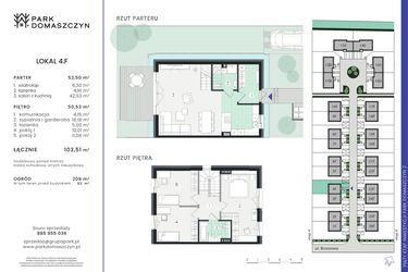 Rzut - Dom na sprzedaż 5 pokoi o powierzchni 103,51 m² - numer 4F w Park Domaszczyn 2 - etap 5