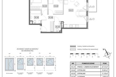 Rzut - Mieszkanie na sprzedaż 3 pokoje o powierzchni 65,08 m² - numer 5.A.16 w Nowe Południe bud. 5