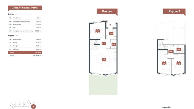 Rzut - Mieszkanie na sprzedaż 4 pokoje o powierzchni 86,34 m² - numer H1 w Familook