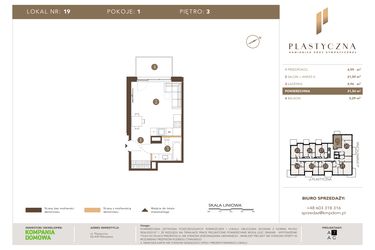 Rzut - Mieszkanie na sprzedaż 1 pokój o powierzchni 31,54 m² - numer PK-LM-19 w Plastyczna Kamienica przy Sympatycznej