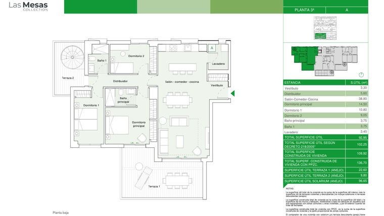 Rzut - Mieszkanie na sprzedaż 3 pokoje o powierzchni 93 m² - numer B3.33a w Las Mesas Collection by Bromley