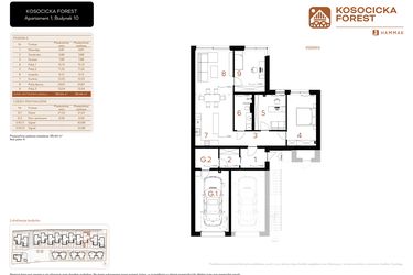 Rzut - Mieszkanie na sprzedaż 4 pokoje o powierzchni 99,44 m² - numer 10.1 w Kosocicka Forest