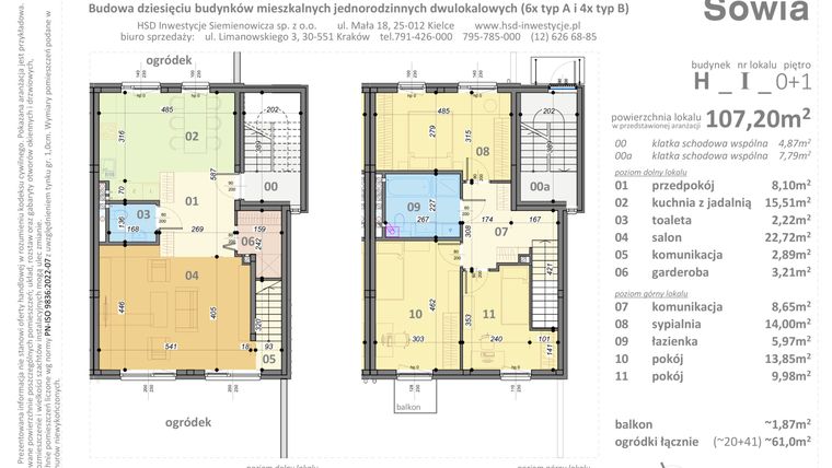 Rzut - Mieszkanie na sprzedaż 5 pokoi o powierzchni 107,2 m² - numer H1 w Sowia