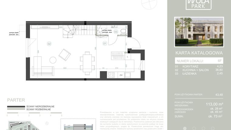 Rzut - Dom na sprzedaż 4 pokoje o powierzchni 113 m² - numer 6F w Nova Wola Park II