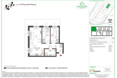 Rzut - Mieszkanie na sprzedaż 3 pokoje o powierzchni 53,73 m² - numer 1 w Osiedle Polna bud. 5