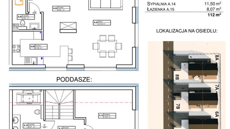 Rzut - Dom na sprzedaż 4 pokoje o powierzchni 112 m² - numer 5A w Osiedle Łanowa etap II