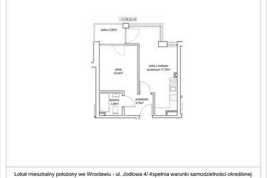 Rzut - Mieszkanie na sprzedaż 2 pokoje o powierzchni 36,22 m² - numer 4/4. w Apartamenty Nowy Targ