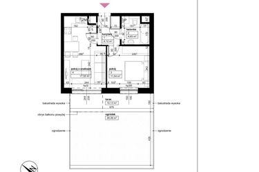 Rzut - Mieszkanie na sprzedaż 2 pokoje o powierzchni 37,63 m² - numer C/3/0/2 w Malta Wołkowyska etap III
