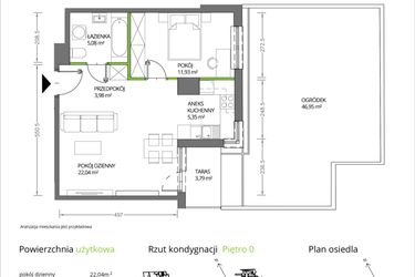 Rzut - Mieszkanie na sprzedaż 2 pokoje o powierzchni 48,37 m² - numer 1/113 w Krakowska Vita