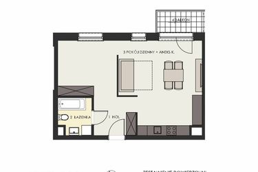 Rzut - Mieszkanie na sprzedaż 2 pokoje o powierzchni 48,86 m² - numer 26 w Osiedle Platinum III