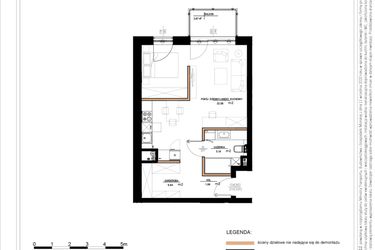 Rzut - Mieszkanie na sprzedaż 2 pokoje o powierzchni 48,12 m² - numer B.1.69 w Daszyńskiego Square etap 1