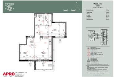 Rzut - Mieszkanie na sprzedaż 3 pokoje o powierzchni 76,97 m² - numer 20 w Wspólnota Mieszkaniowa Gajowa 72