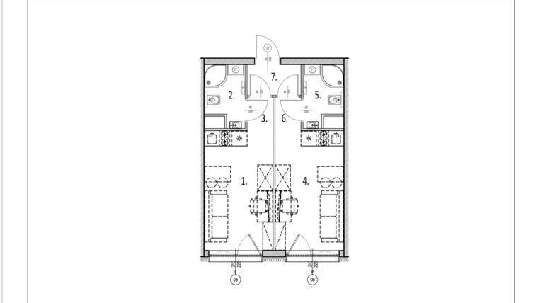 Rzut - Mieszkanie na sprzedaż 1 pokój o powierzchni 37,33 m² - numer 3 w Zachodnia 29