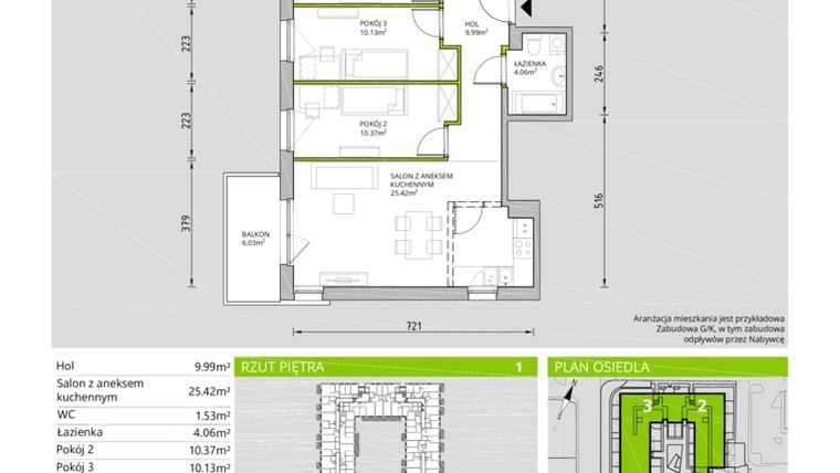 Rzut - Mieszkanie na sprzedaż 4 pokoje o powierzchni 73,4 m² - numer 1/1/12 w Toruńska Vita