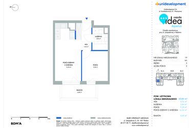 Rzut - Mieszkanie na sprzedaż 2 pokoje o powierzchni 33,84 m² - numer 6A/19 w Osiedle Idea Aquarius