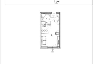 Rzut - Mieszkanie na sprzedaż 1 pokój o powierzchni 27,55 m² - numer 2 w Zachodnia 29