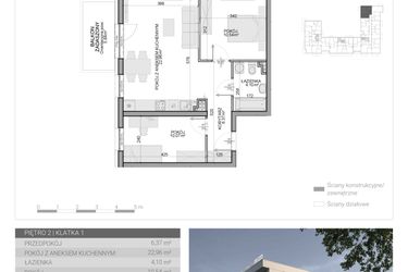 Rzut - Mieszkanie na sprzedaż 3 pokoje o powierzchni 54,04 m² - numer M-15 w Osiedle Radosne II